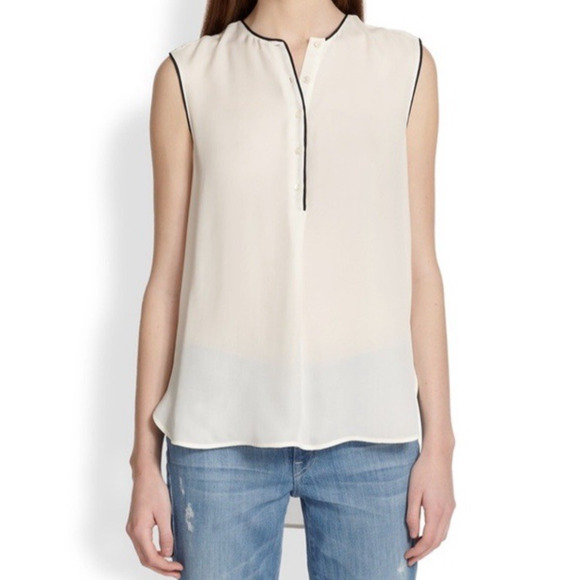 Vince 100% Silk Tank Top Size XS Ivory Quiet Luxury Minimalist Preppy Sleeveless - Picture 3 of 15